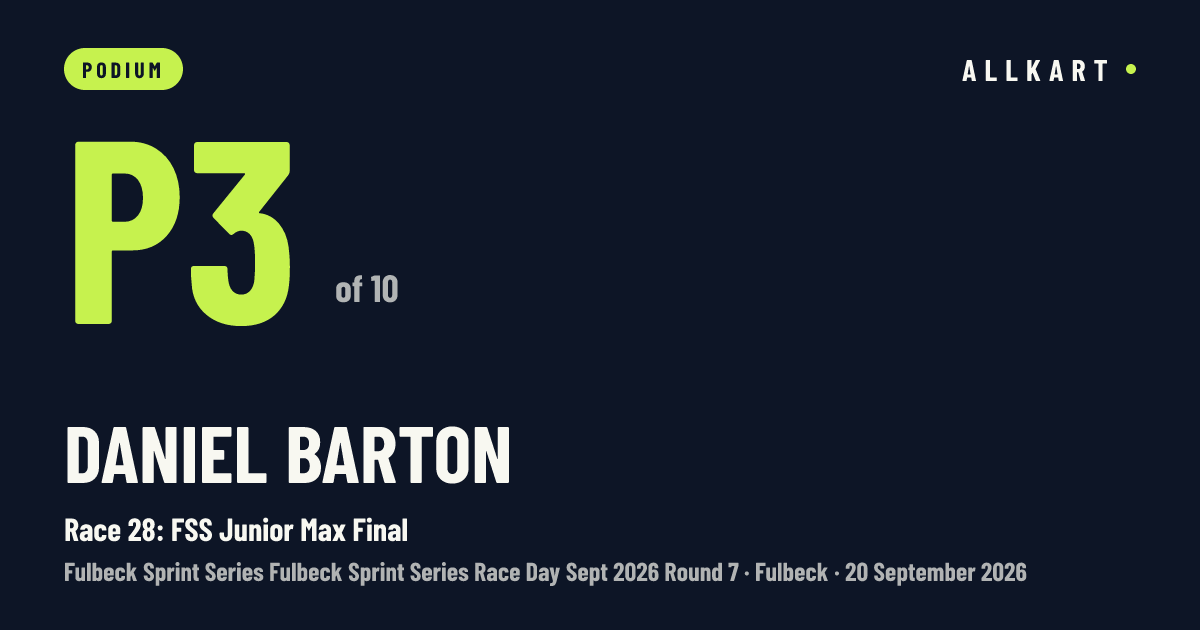 Daniel Barton: P3 of 10 in Race 28: FSS Junior Max Final at Fulbeck