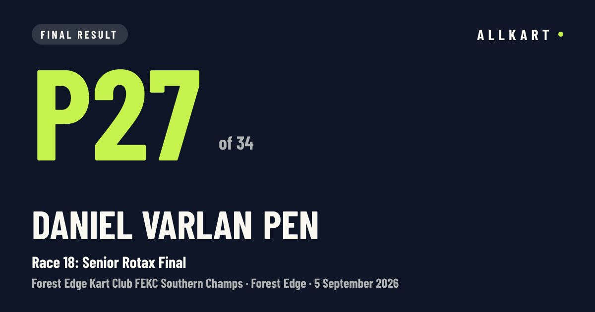 Daniel Varlan pen: P27 of 34 in Race 18: Senior Rotax Final at Forest Edge