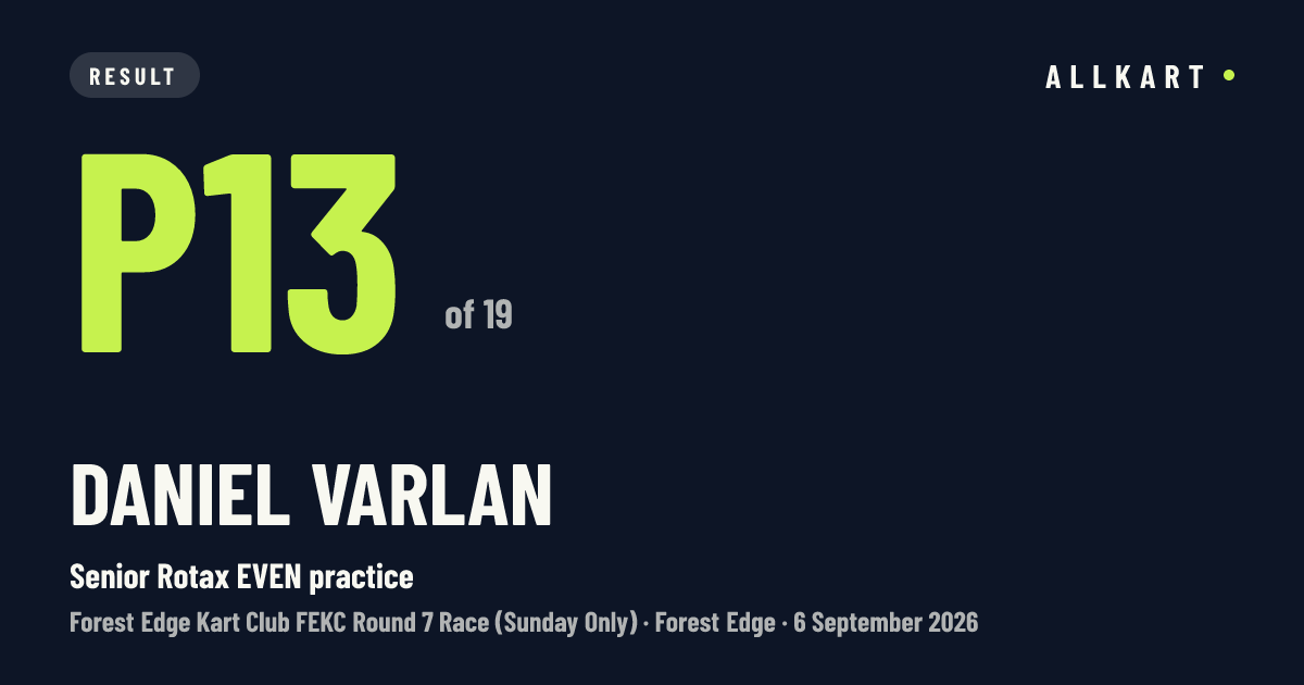 Daniel Varlan: P13 of 19 in Senior Rotax EVEN practice at Forest Edge