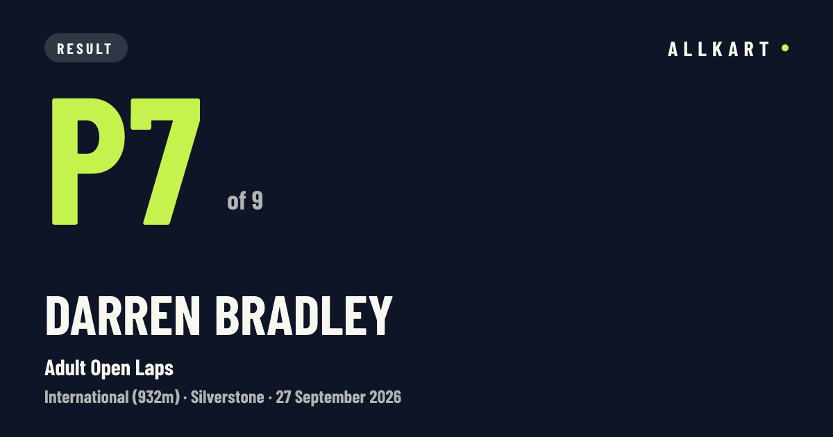 Darren Bradley: P7 of 9 in Adult Open Laps at Silverstone