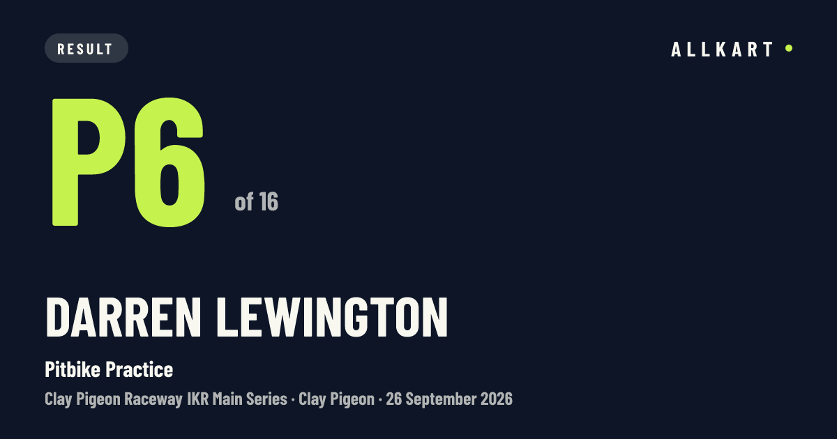 Darren Lewington: P6 of 16 in Pitbike Practice at Clay Pigeon