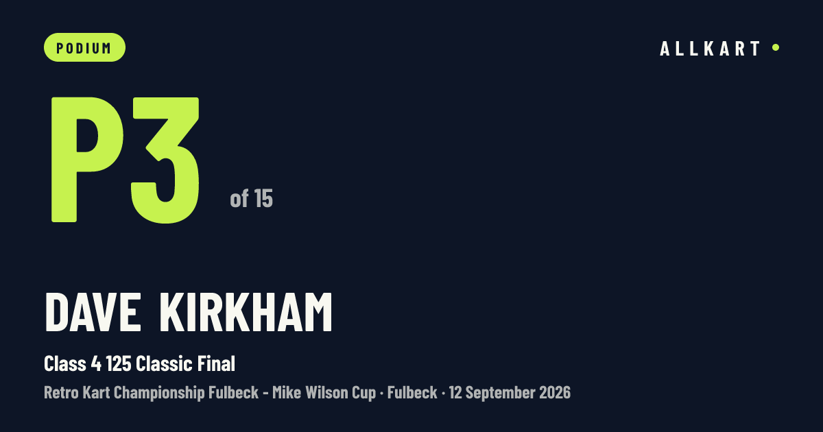 Dave Kirkham: P3 of 15 in Class 4 125 Classic Final at Fulbeck
