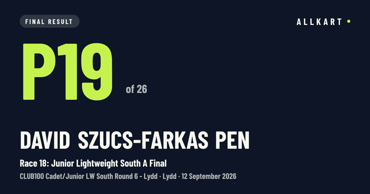 David Szucs-farkas pen: P19 of 26 in Race 18: Junior Lightweight South A Final at Lydd