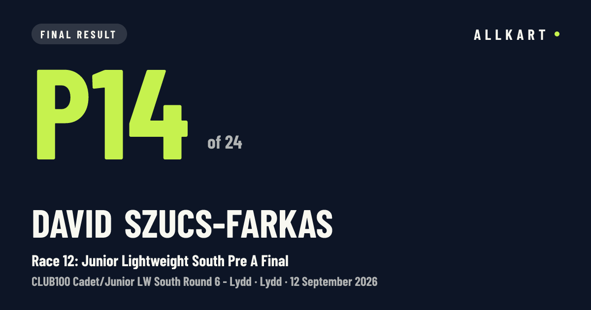 David Szucs-farkas: P14 of 24 in Race 12: Junior Lightweight South Pre A Final at Lydd
