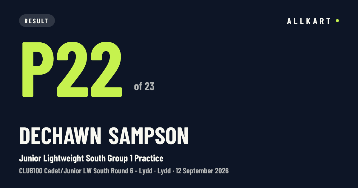 Dechawn Sampson: P22 of 23 in Junior Lightweight South Group 1 Practice at Lydd
