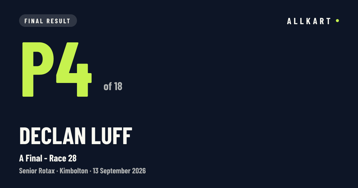 Declan LUFF: P4 of 18 in A Final - Race 28 at Kimbolton