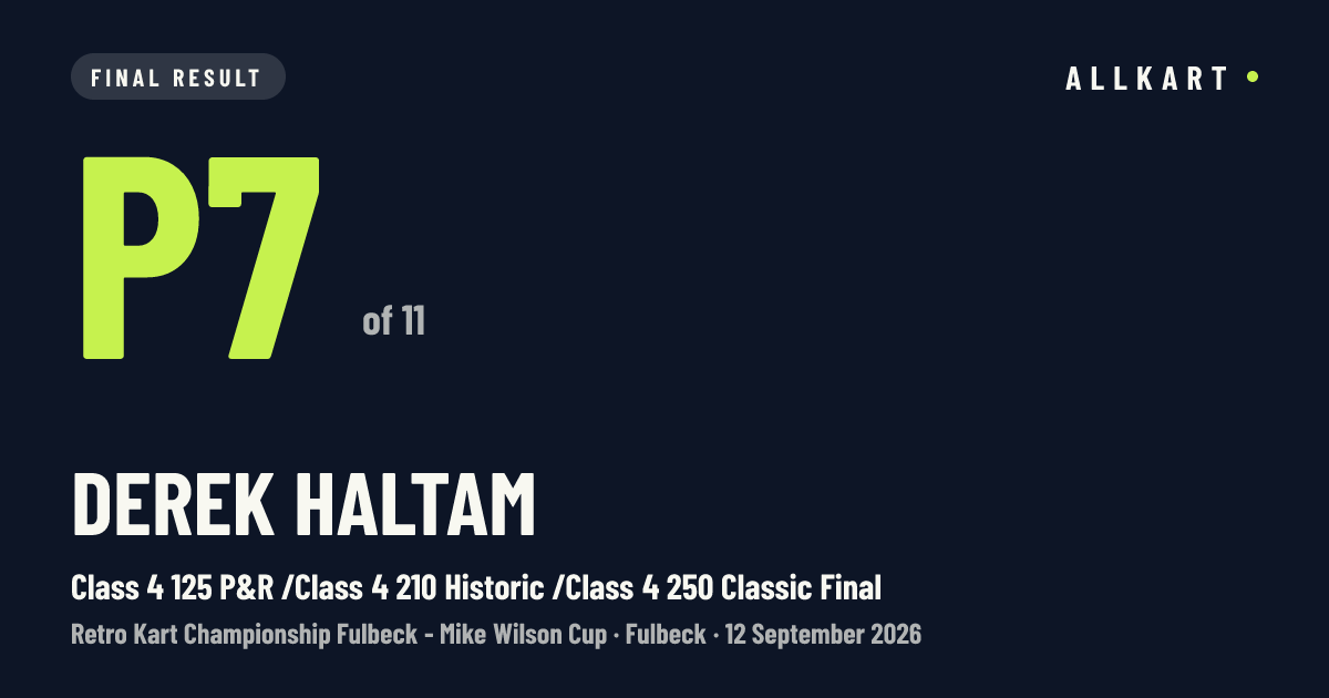 Derek Haltam: P7 of 11 in Class 4 125 P&R /Class 4 210 Historic /Class 4 250 Classic Final at Fulbeck