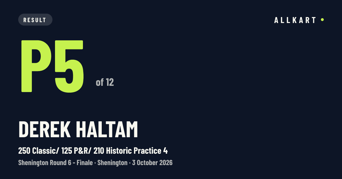 Derek Haltam: P5 of 12 in 250 Classic/ 125 P&R/ 210 Historic Practice 4 at Shenington