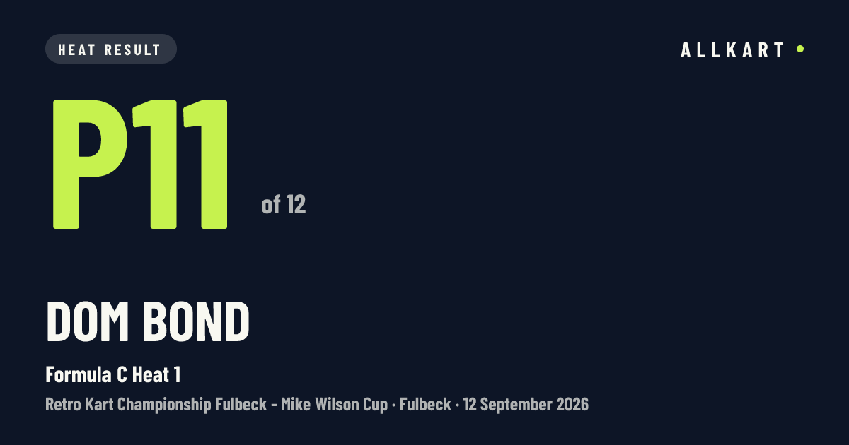 Dom Bond: P11 of 12 in Formula C Heat 1 at Fulbeck
