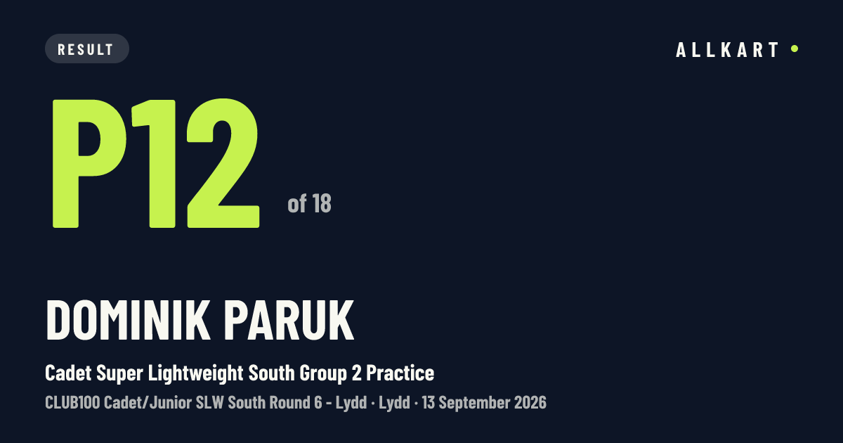 Dominik Paruk: P12 of 18 in Cadet Super Lightweight South Group 2 Practice at Lydd