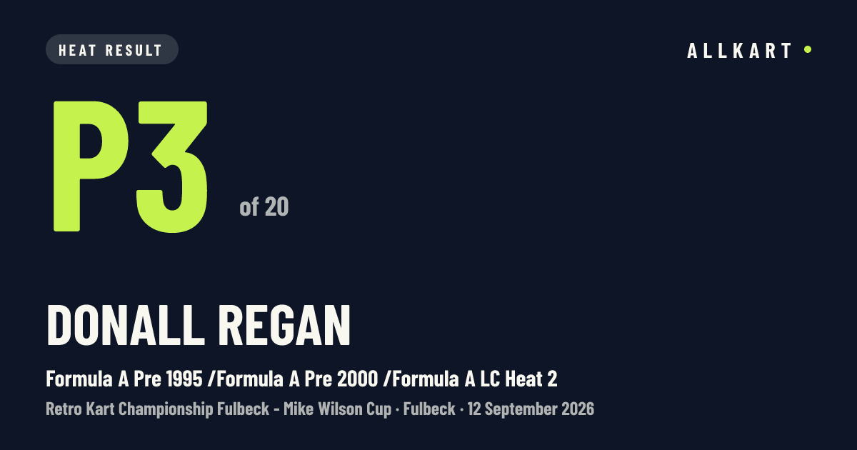 Donall Regan: P3 of 20 in Formula A Pre 1995 /Formula A Pre 2000 /Formula A LC Heat 2 at Fulbeck