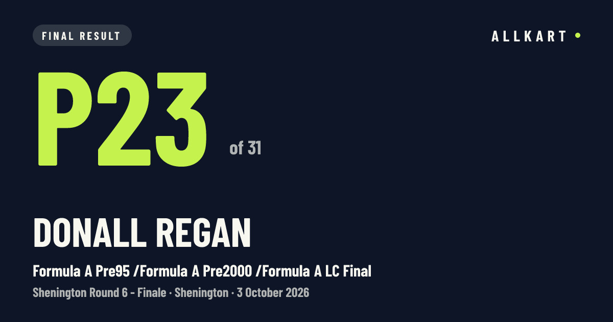Donall Regan: P23 of 31 in Formula A Pre95 /Formula A Pre2000 /Formula A LC Final at Shenington