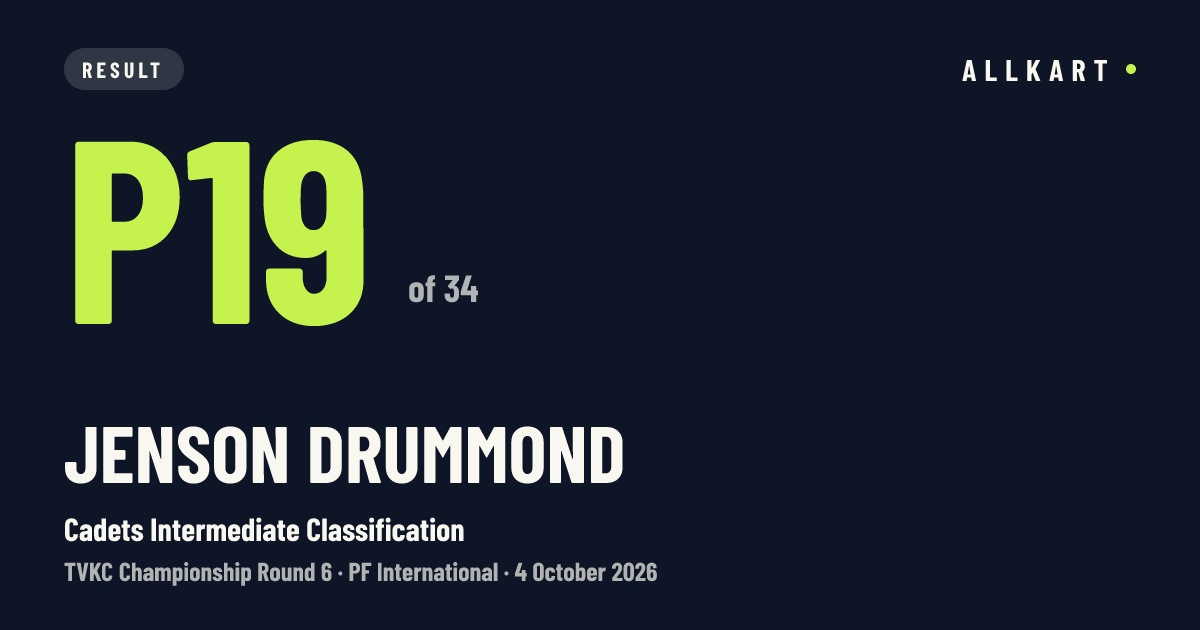 Jenson Drummond: P19 of 34 in Cadets Intermediate Classification at PF International