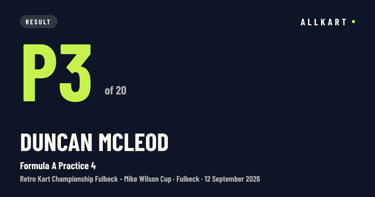 Duncan McLeod: P3 of 20 in Formula A Practice 4 at Fulbeck