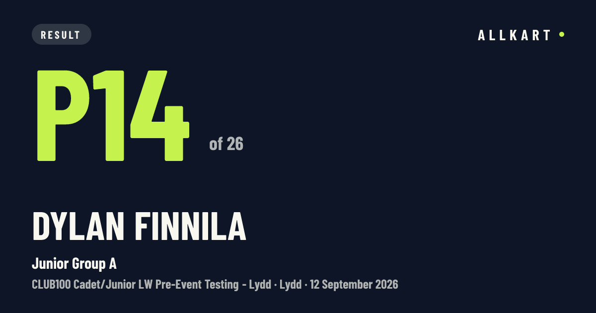 Dylan Finnila: P14 of 26 in Junior Group A at Lydd