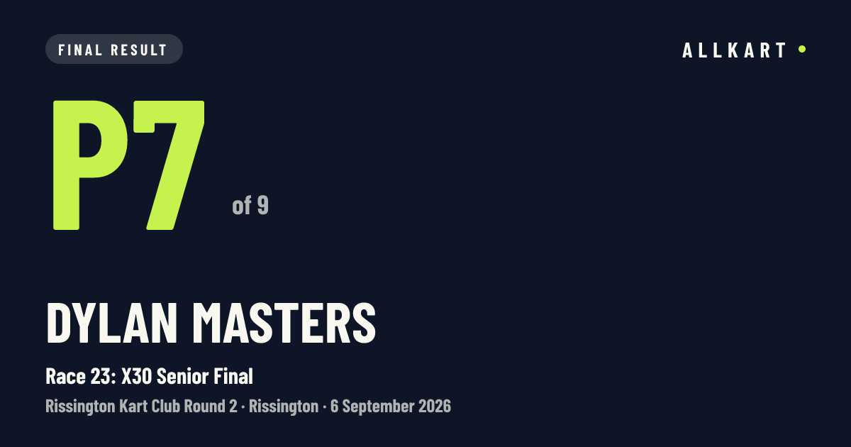 Dylan Masters: P7 of 9 in Race 23: X30 Senior Final at Rissington