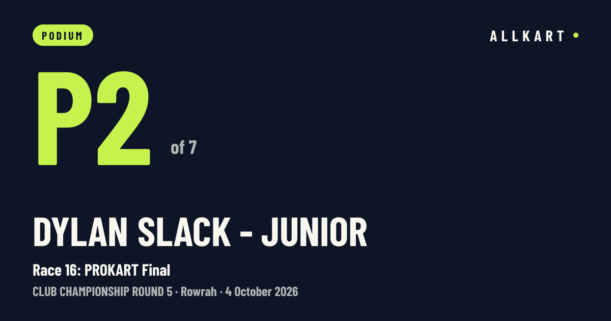 Dylan Slack - Junior: P2 of 7 in Race 16: PROKART Final at Rowrah