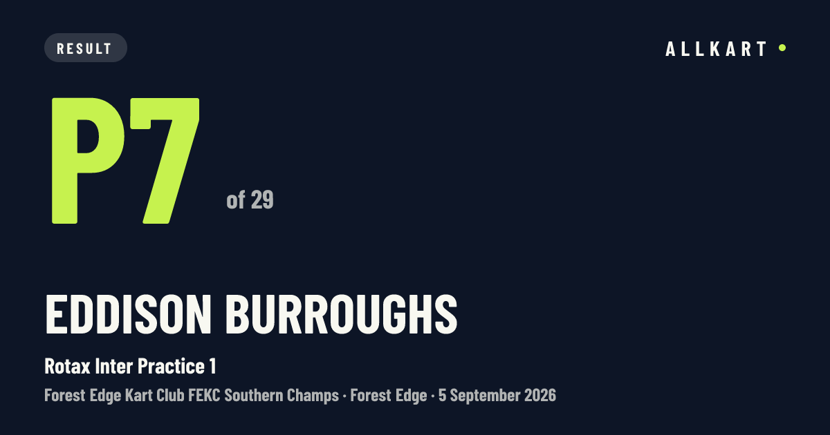 Eddison Burroughs: P7 of 29 in Rotax Inter Practice 1 at Forest Edge