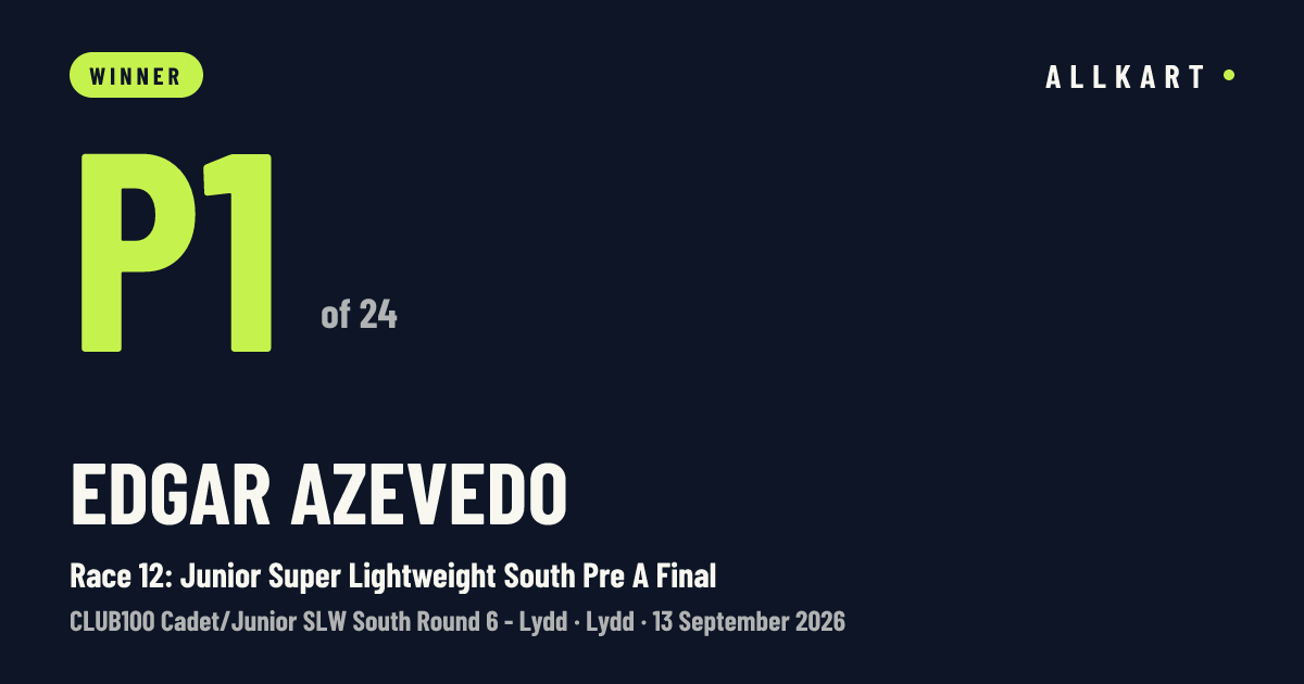 Edgar Azevedo: P1 of 24 in Race 12: Junior Super Lightweight South Pre A Final at Lydd