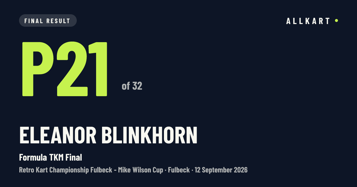 Eleanor Blinkhorn: P21 of 32 in Formula TKM Final at Fulbeck