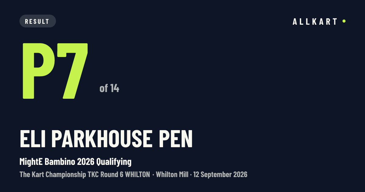 Eli Parkhouse pen: P7 of 14 in MightE Bambino 2026 Qualifying at Whilton Mill