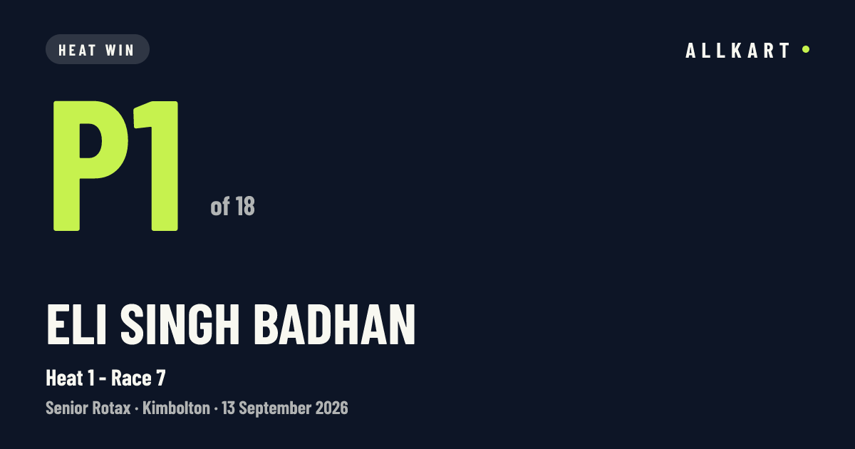 Eli SINGH BADHAN: P1 of 18 in Heat 1 - Race 7 at Kimbolton