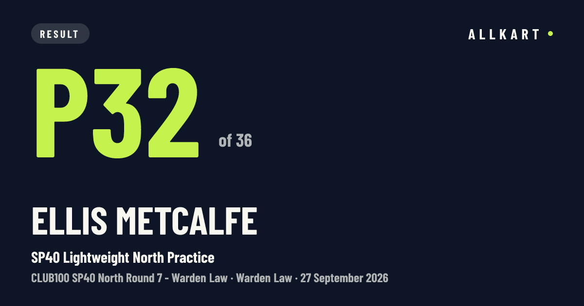 Ellis Metcalfe: P32 of 36 in SP40 Lightweight North Practice at Warden Law