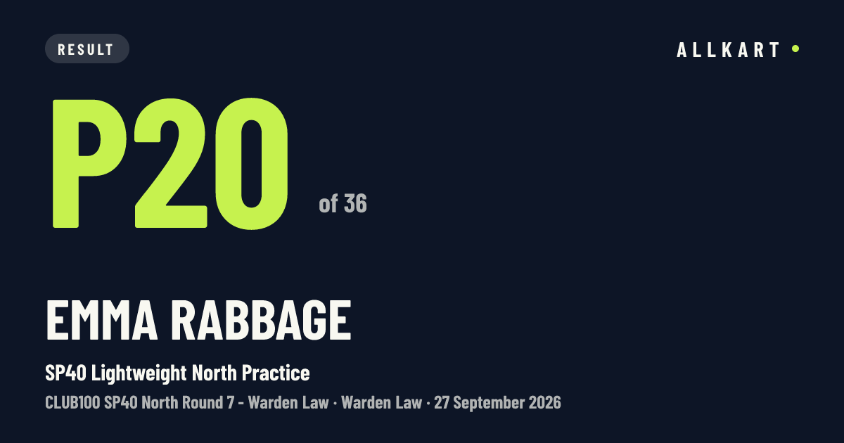 Emma Rabbage: P20 of 36 in SP40 Lightweight North Practice at Warden Law
