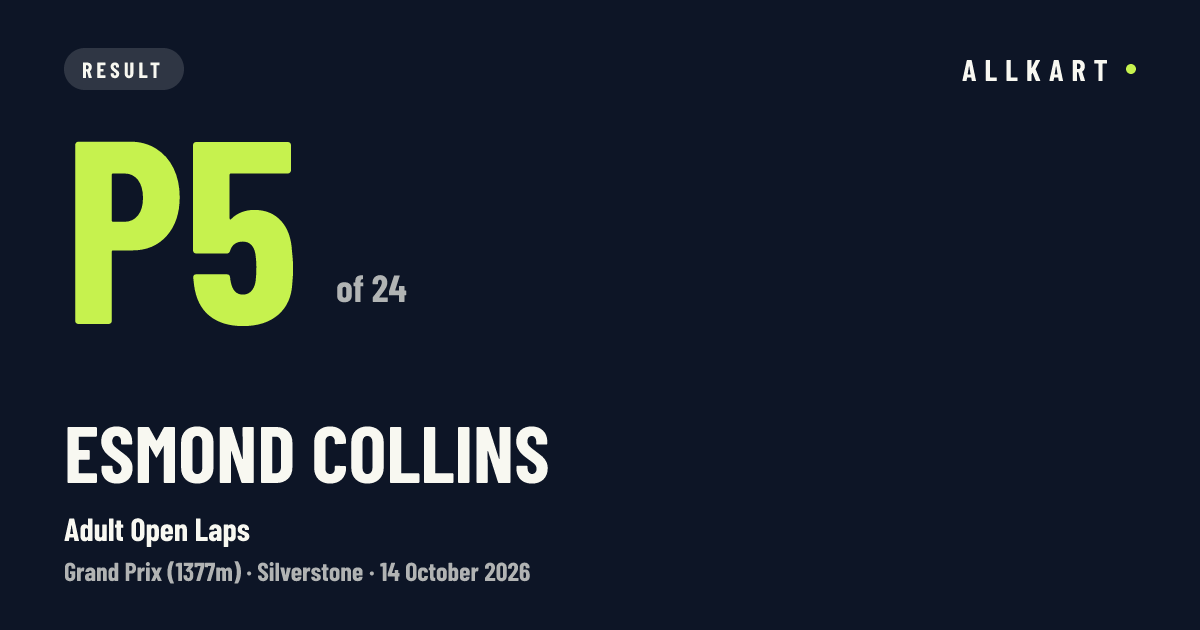 Esmond Collins: P5 of 24 in Adult Open Laps at Silverstone