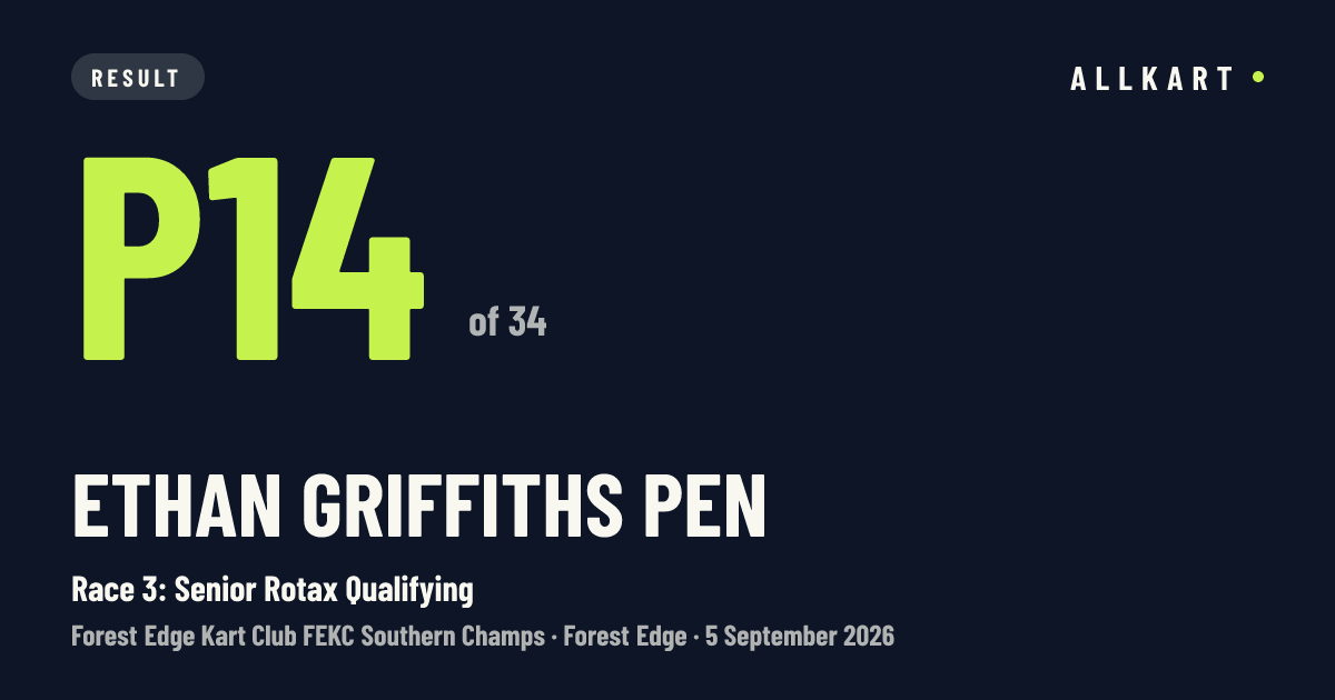 Ethan Griffiths pen: P14 of 34 in Race 3: Senior Rotax Qualifying at Forest Edge