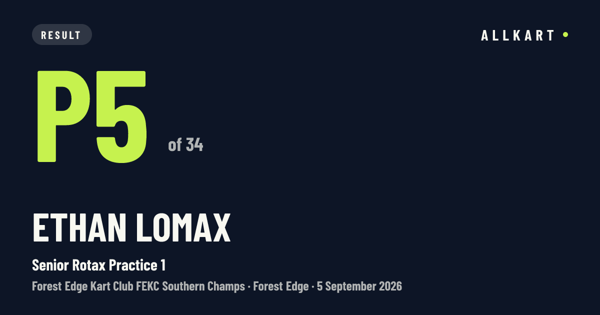 Ethan Lomax: P5 of 34 in Senior Rotax Practice 1 at Forest Edge