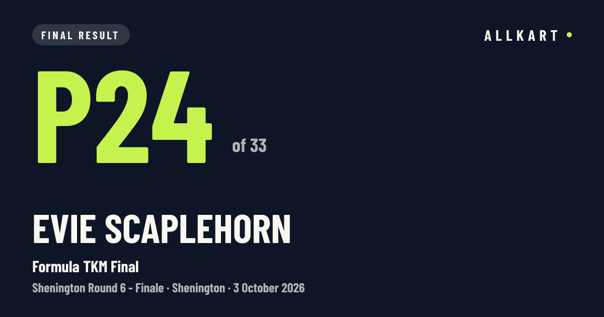 Evie Scaplehorn: P24 of 33 in Formula TKM Final at Shenington