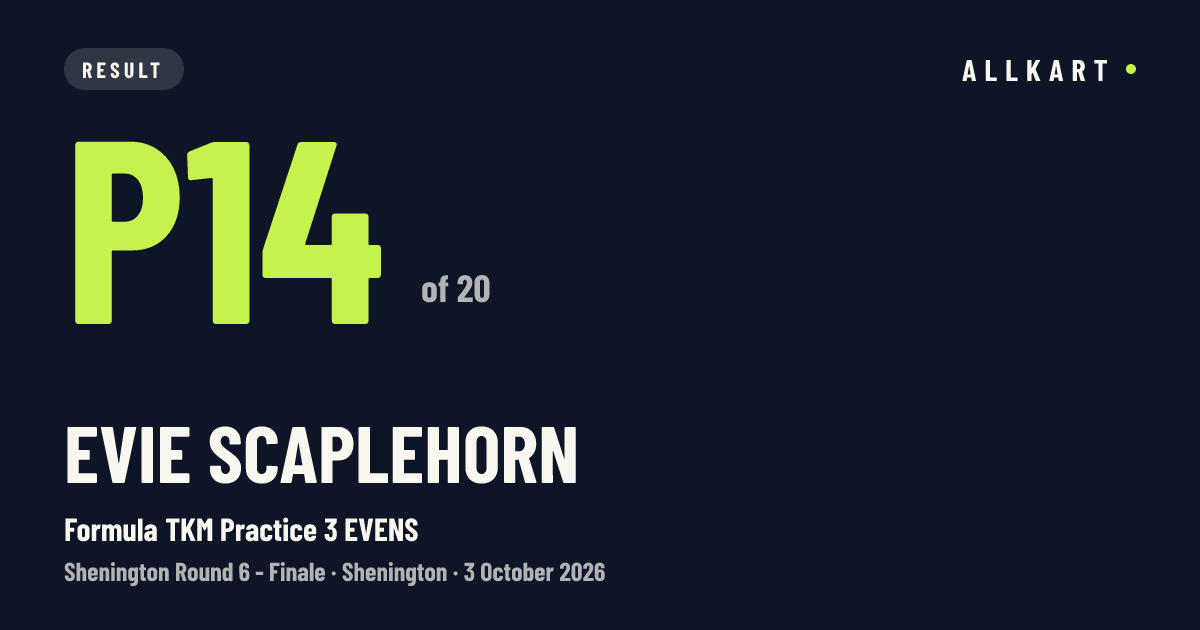 Evie Scaplehorn: P14 of 20 in Formula TKM Practice 3 EVENS at Shenington