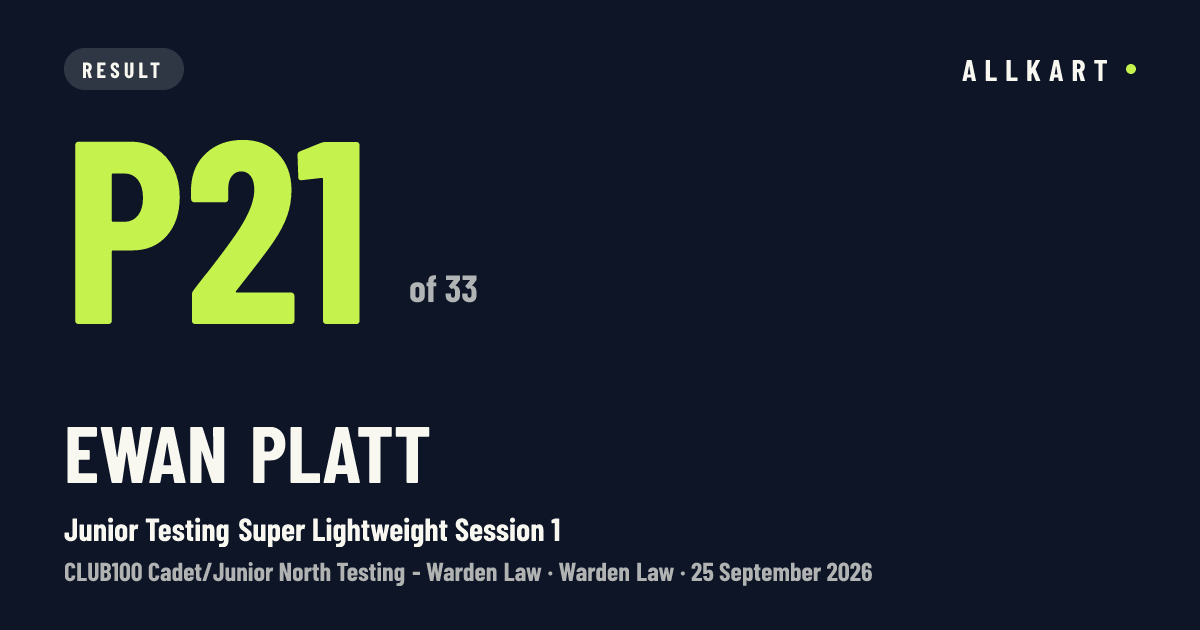 Ewan Platt: P21 of 33 in Junior Testing Super Lightweight Session 1 at Warden Law