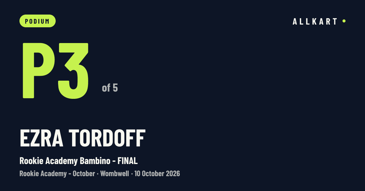 Ezra Tordoff: P3 of 5 in Rookie Academy Bambino - FINAL at Wombwell