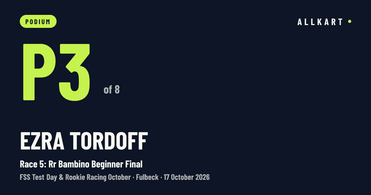 Ezra Tordoff: P3 of 8 in Race 5: Rr Bambino Beginner Final at Fulbeck