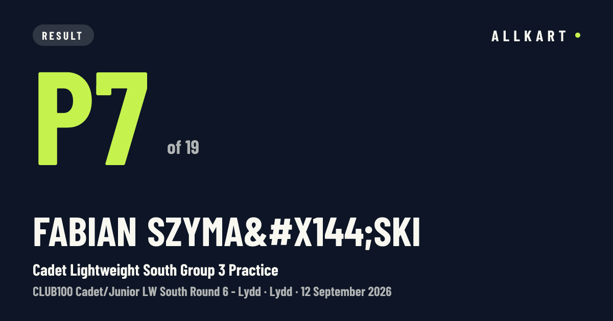 Fabian Szymański: P7 of 19 in Cadet Lightweight South Group 3 Practice at Lydd