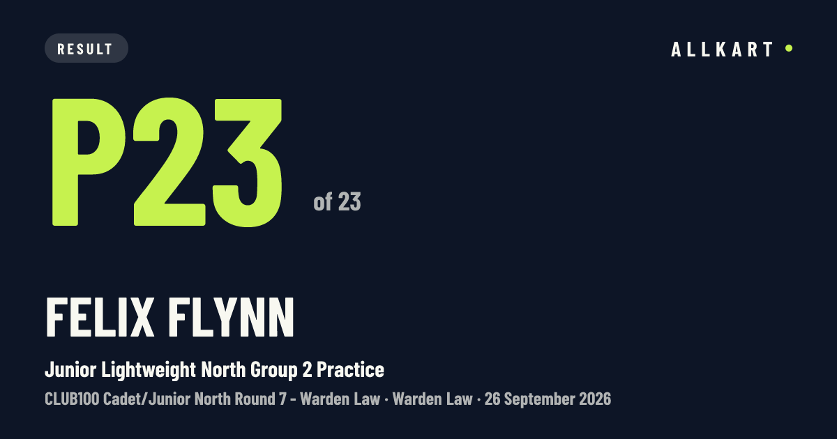 Felix Flynn: P23 of 23 in Junior Lightweight North Group 2 Practice at Warden Law