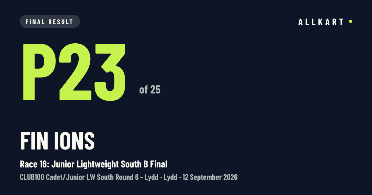 Fin Ions: P23 of 25 in Race 16: Junior Lightweight South B Final at Lydd