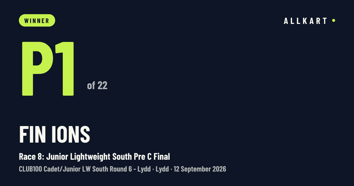 Fin Ions: P1 of 22 in Race 8: Junior Lightweight South Pre C Final at Lydd