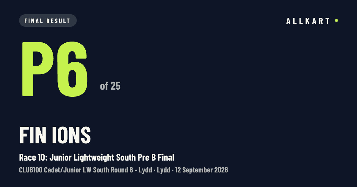 Fin Ions: P6 of 25 in Race 10: Junior Lightweight South Pre B Final at Lydd
