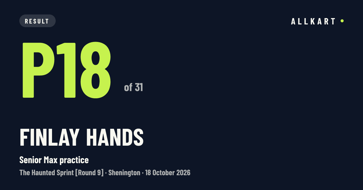 Finlay HANDS: P18 of 31 in Senior Max practice at Shenington