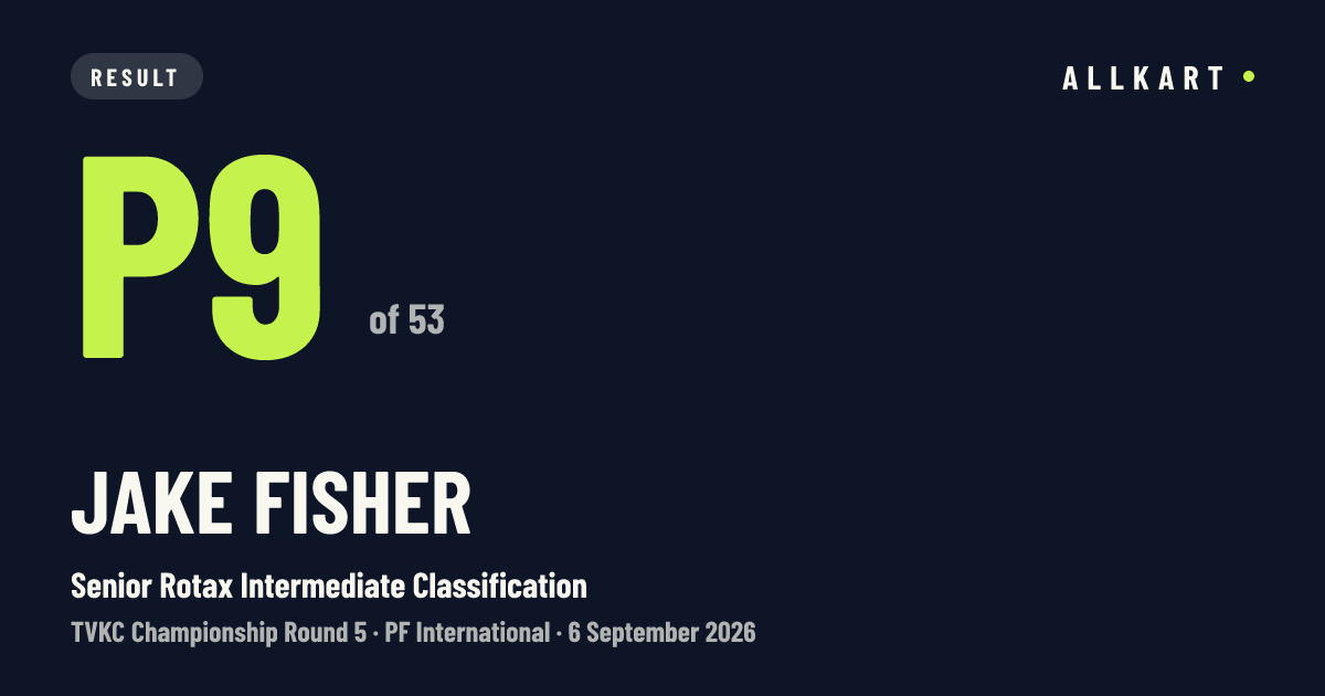 Jake Fisher: P9 of 53 in Senior Rotax Intermediate Classification at PF International