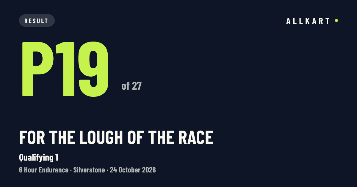 For The Lough Of The Race: P19 of 27 in Qualifying 1 at Silverstone