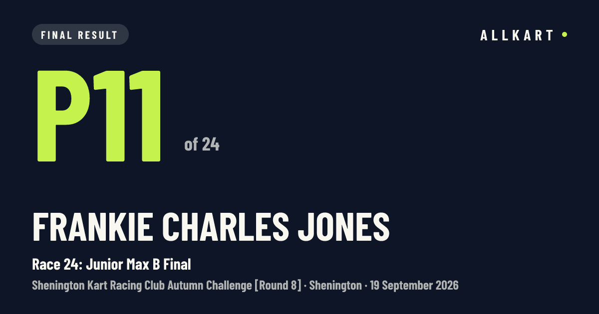 Frankie charles Jones: P11 of 24 in Race 24: Junior Max B Final at Shenington
