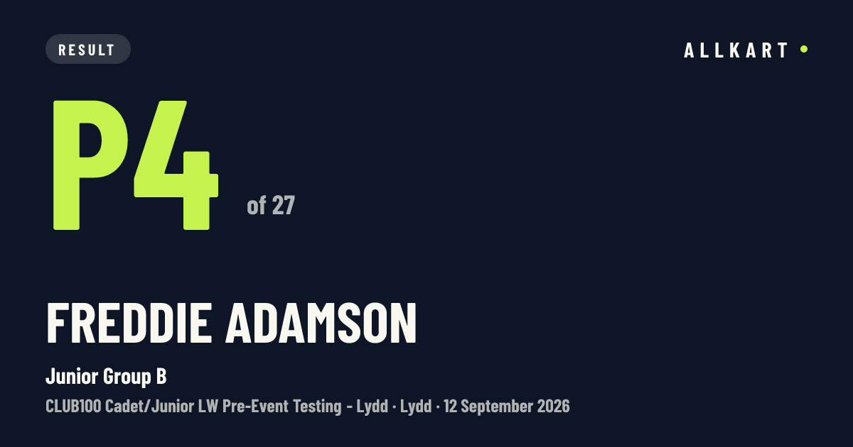 Freddie Adamson: P4 of 27 in Junior Group B at Lydd