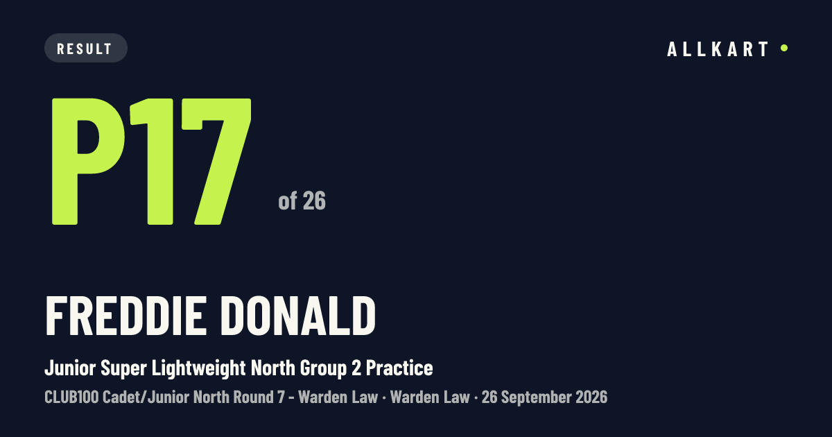 Freddie Donald: P17 of 26 in Junior Super Lightweight North Group 2 Practice at Warden Law