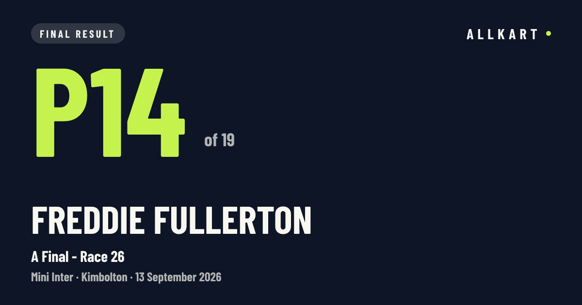 Freddie FULLERTON: P14 of 19 in A Final - Race 26 at Kimbolton