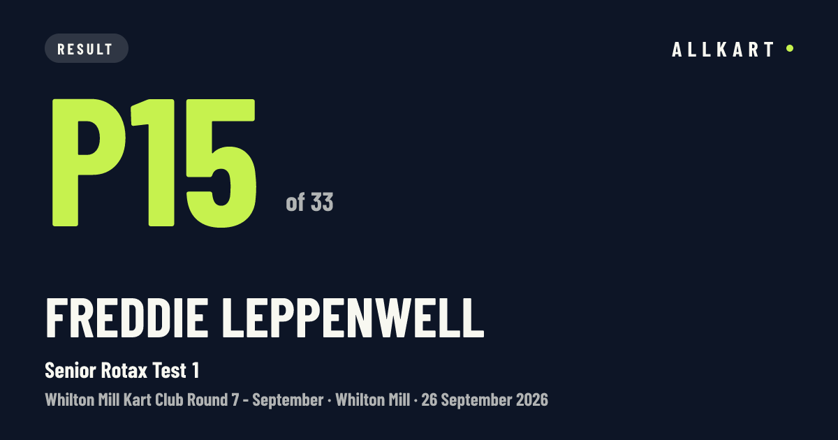 Freddie LEPPENWELL: P15 of 33 in Senior Rotax Test 1 at Whilton Mill
