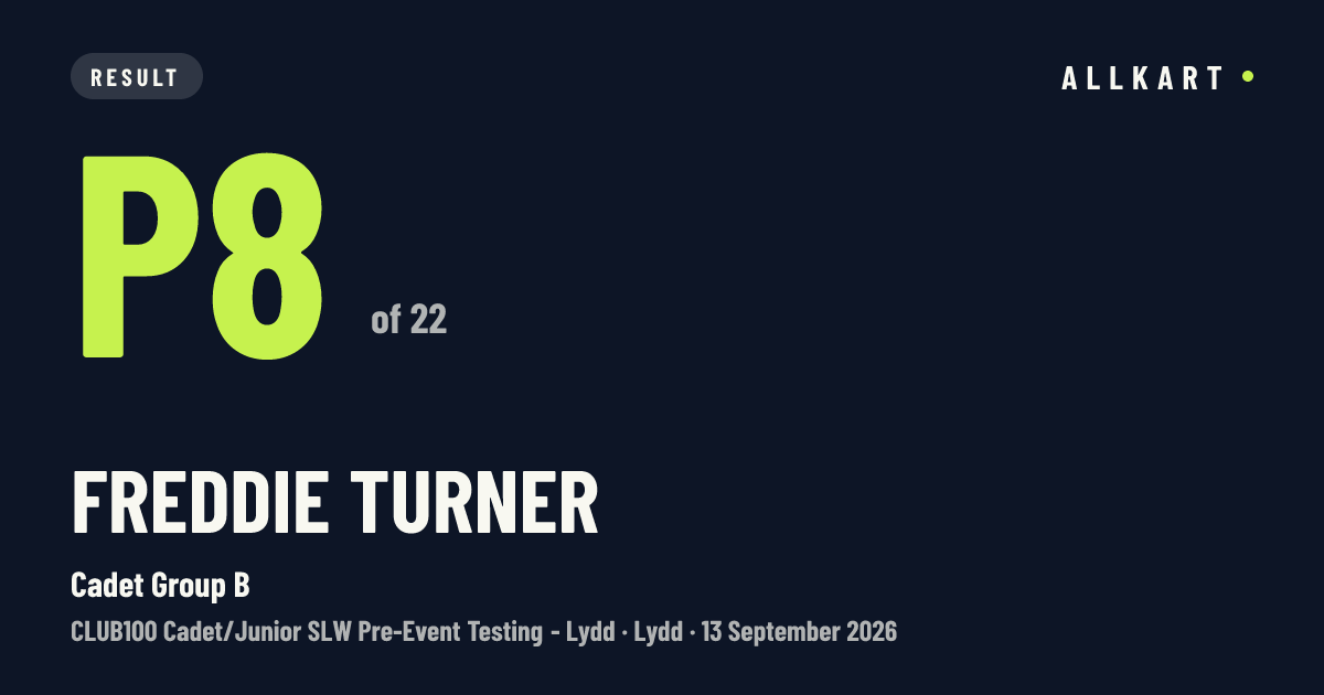 Freddie Turner: P8 of 22 in Cadet Group B at Lydd